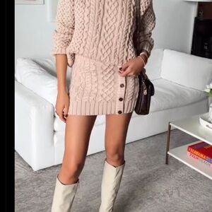 Song of Style NWT Naara Cable Mini Skirt in Mushroom Grey